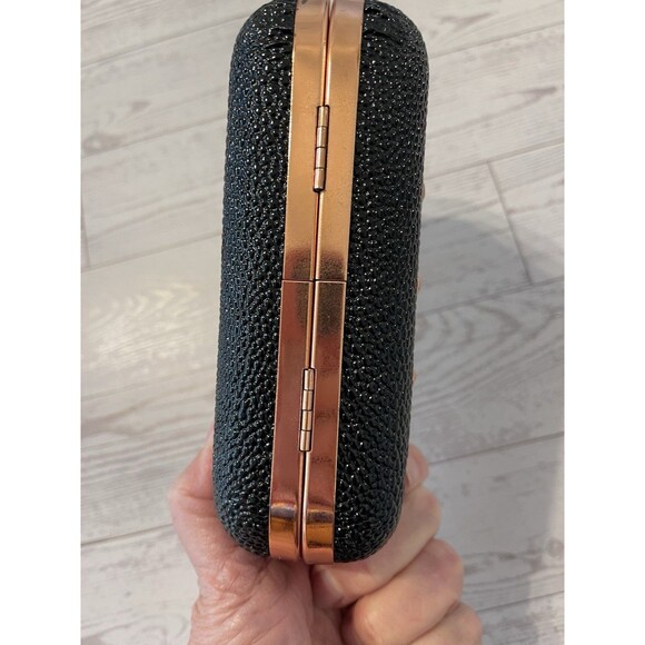 Sparkly Fancy Small Purse In Black & Rose Gold Rhinestones Evening Bag Clutch
